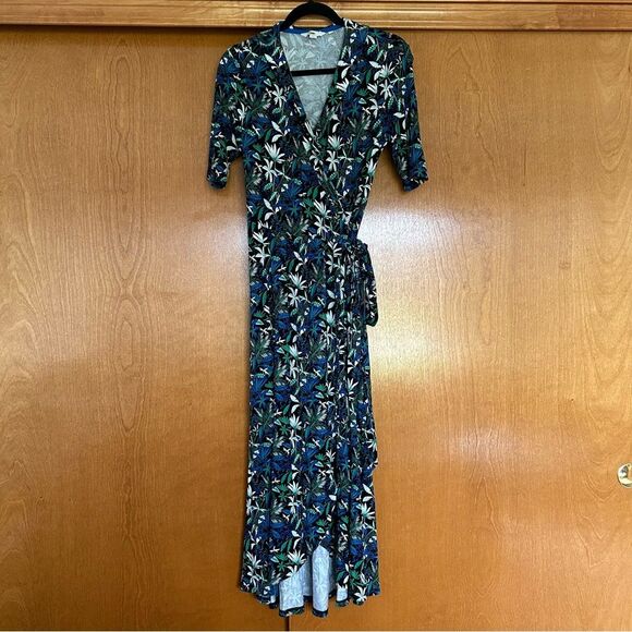 Boden Lavinia Jersey Wrap Midi Dress Tropical Print Size 8 Long - Picture 3 of 15